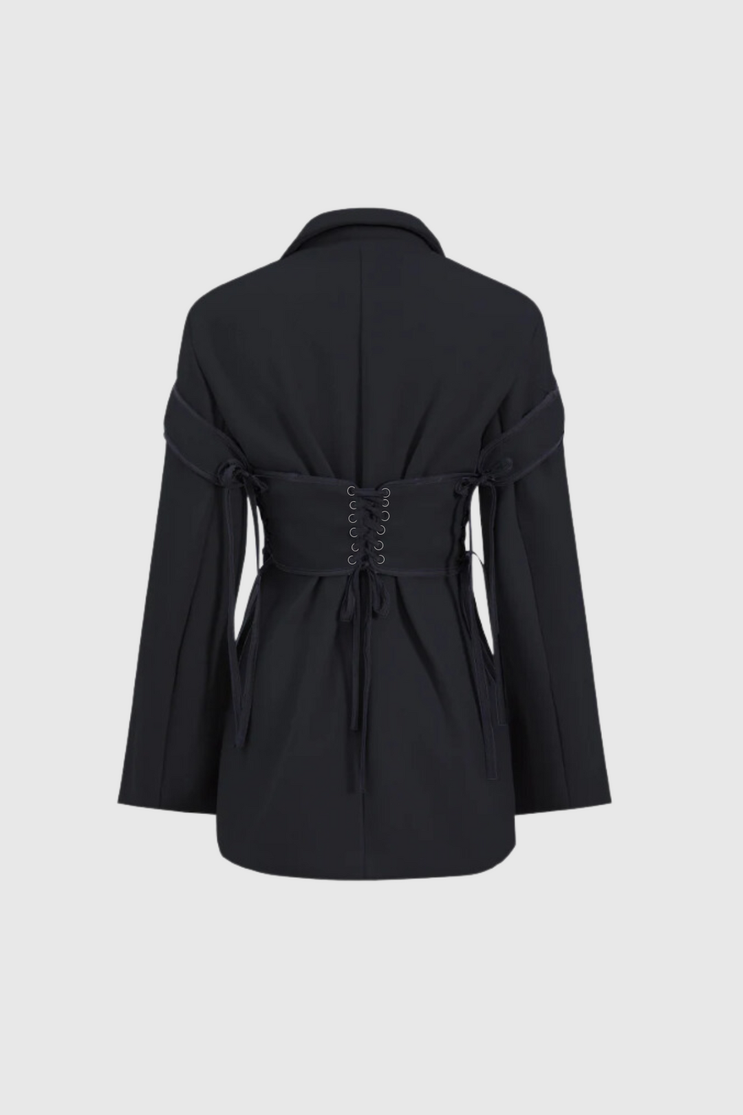 Alonsa Corset Lace Up Blazer In Black - Celestia Couture
