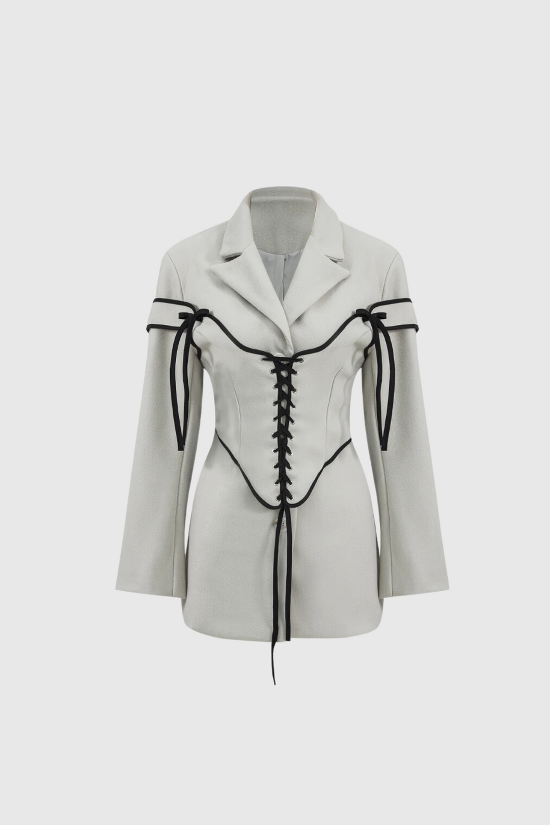 Alonsa Corset Lace Up Blazer In White - Celestia Couture