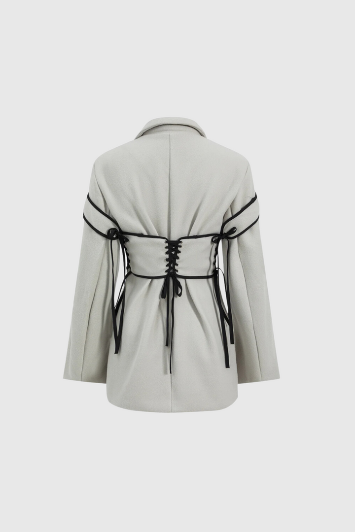 Alonsa Corset Lace Up Blazer In White - Celestia Couture