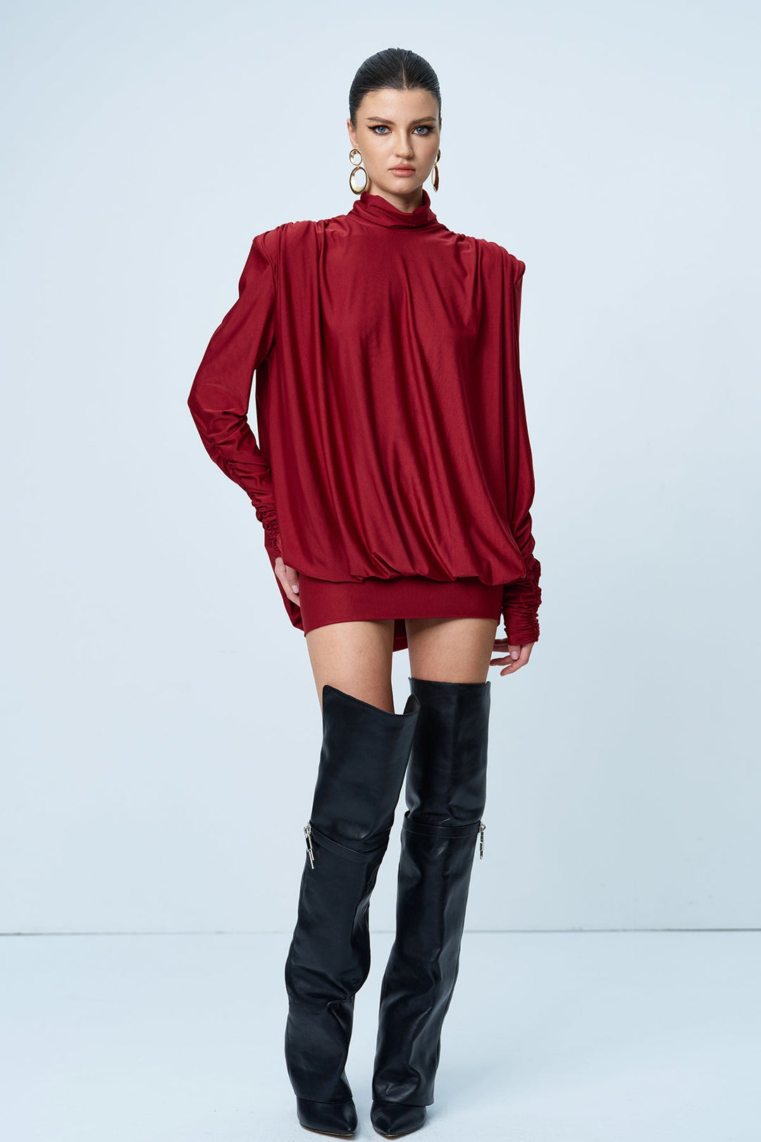 Alphonsus Backless Ruch Mini Dress In Red - Celestia Couture