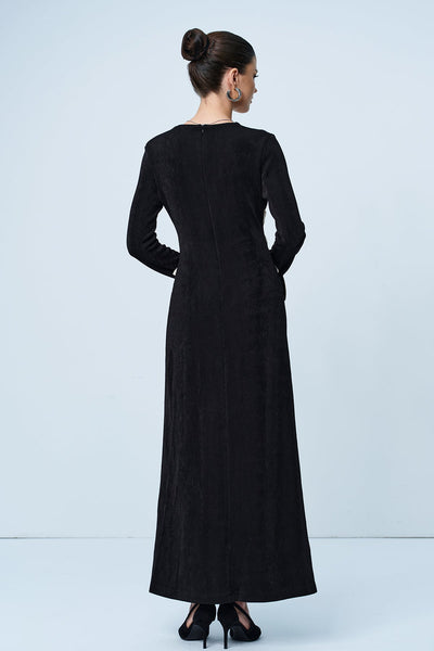 Alsatia Bow Plunge Split Maxi Dress