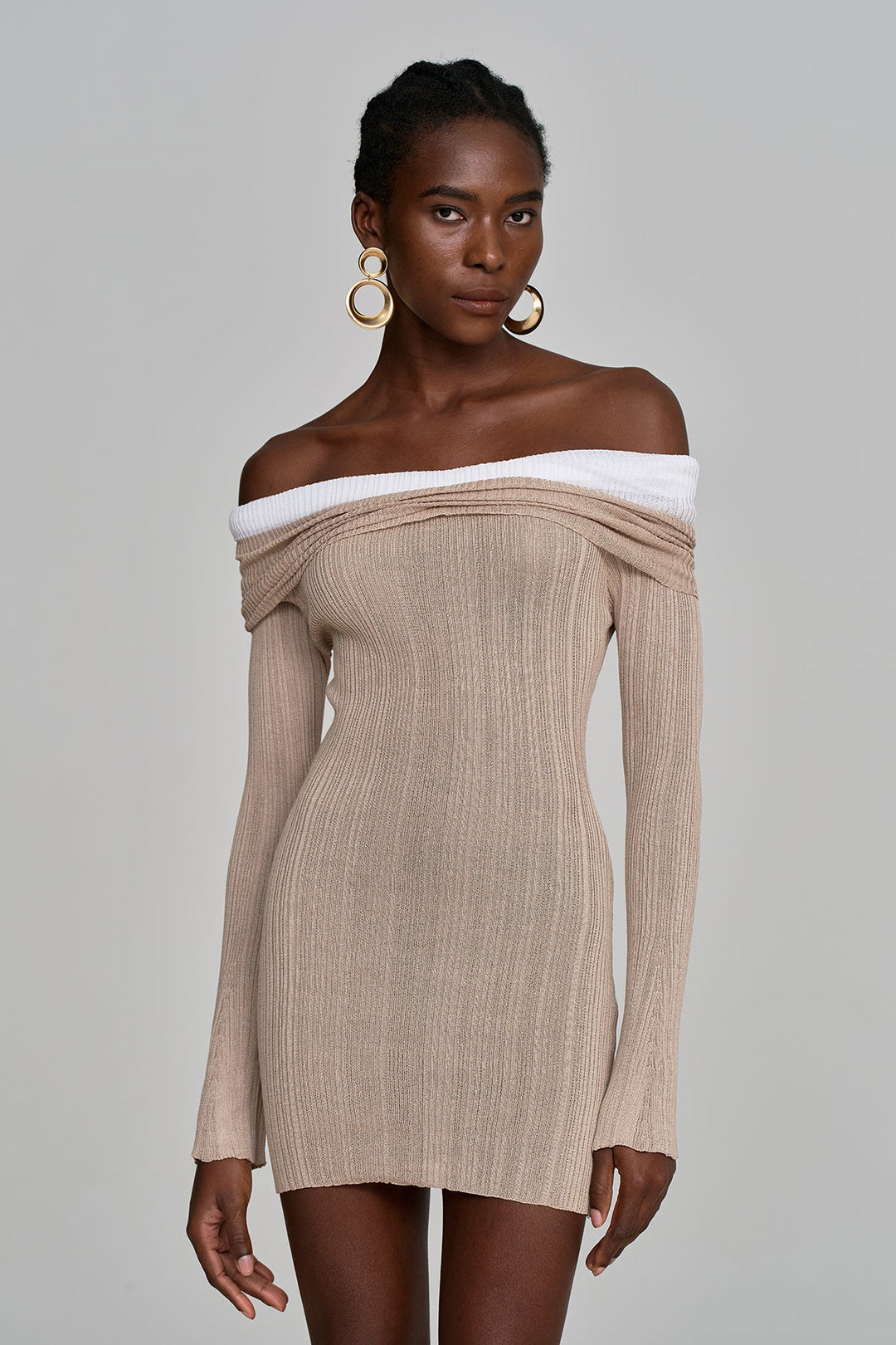 Althea Off Shoulder Hayley Knit Mini Dress - Celestia Couture