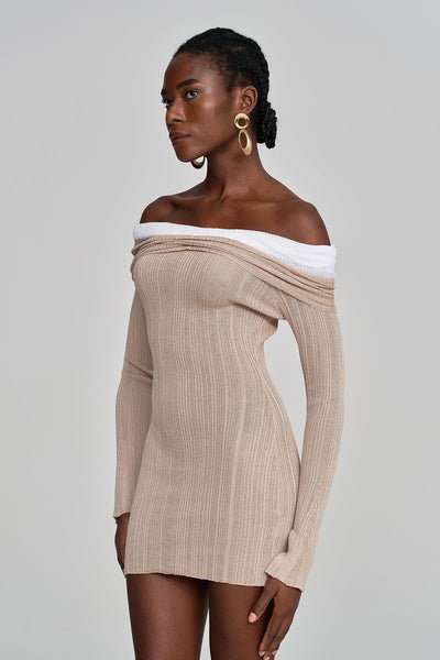 Althea Off Shoulder Hayley Knit Mini Dress