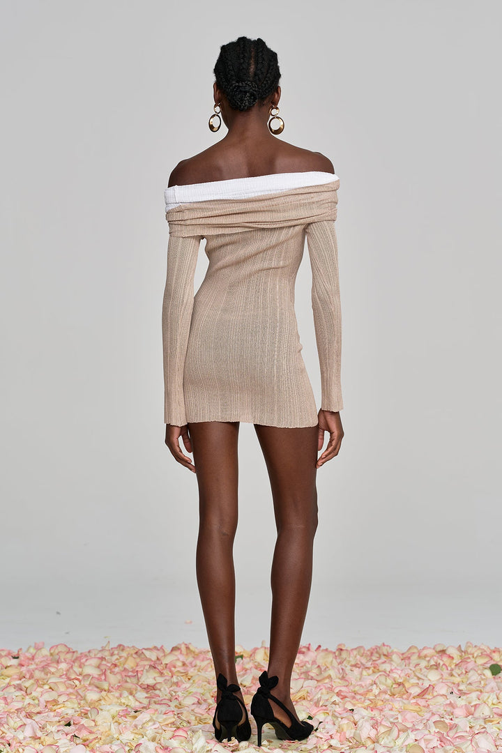 Althea Off Shoulder Hayley Knit Mini Dress - Celestia Couture
