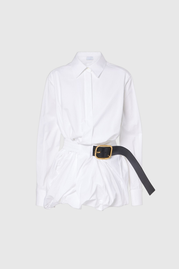 Altilde Ruch Buckle Shirt In White - Celestia Couture