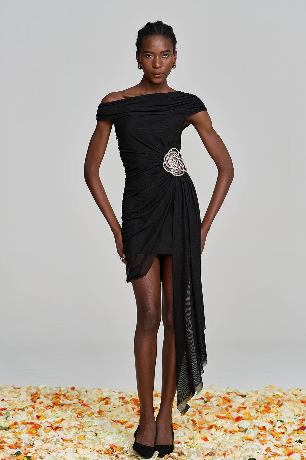 Alvina Ruch Asymmetric Flower Mini Dress - Celestia Couture