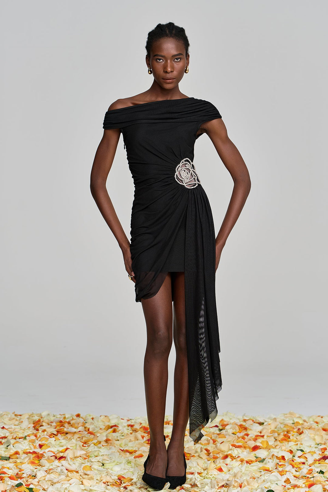 Alvina Ruch Asymmetric Flower Mini Dress - Celestia Couture