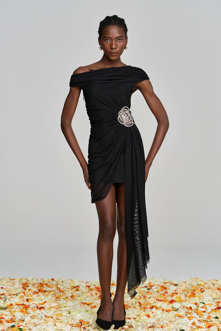 Alvina Ruch Asymmetric Flower Mini Dress - Celestia Couture
