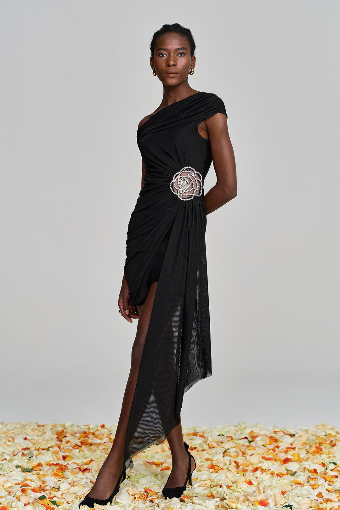 Alvina Ruch Asymmetric Flower Mini Dress - Celestia Couture