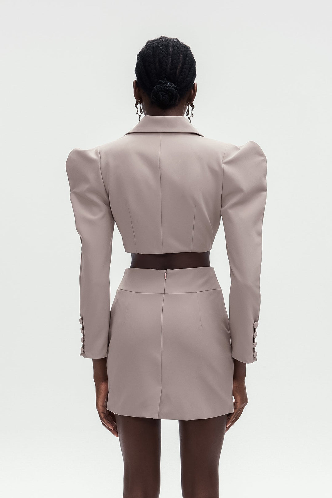 Alwin Button Plunge Bodycon Skirt Set - Celestia Couture