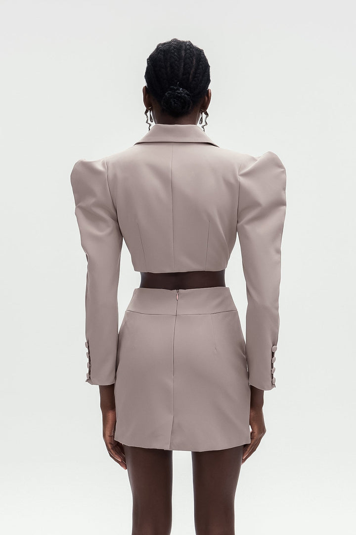 Alwin Button Plunge Bodycon Skirt Set - Celestia Couture