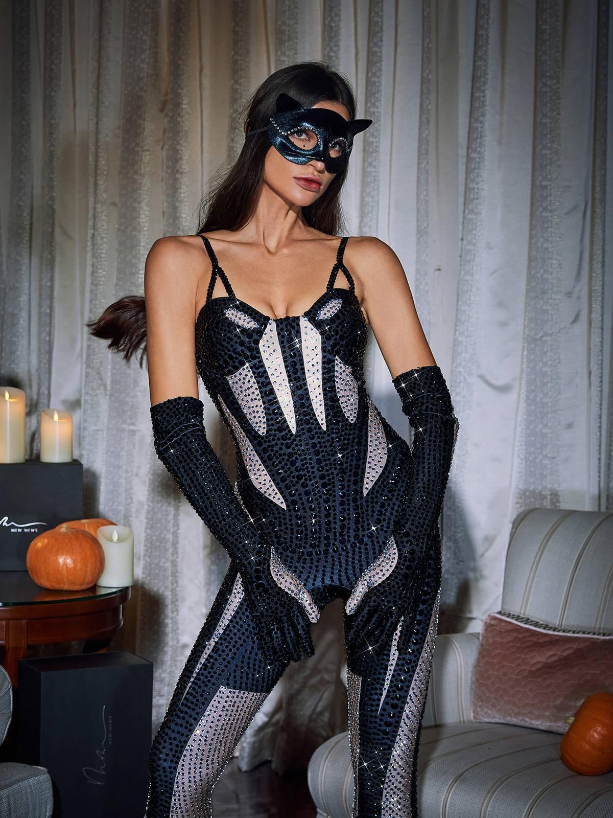 Stunning Black Amalia Diamante Jumpsuit - Celestial Couture