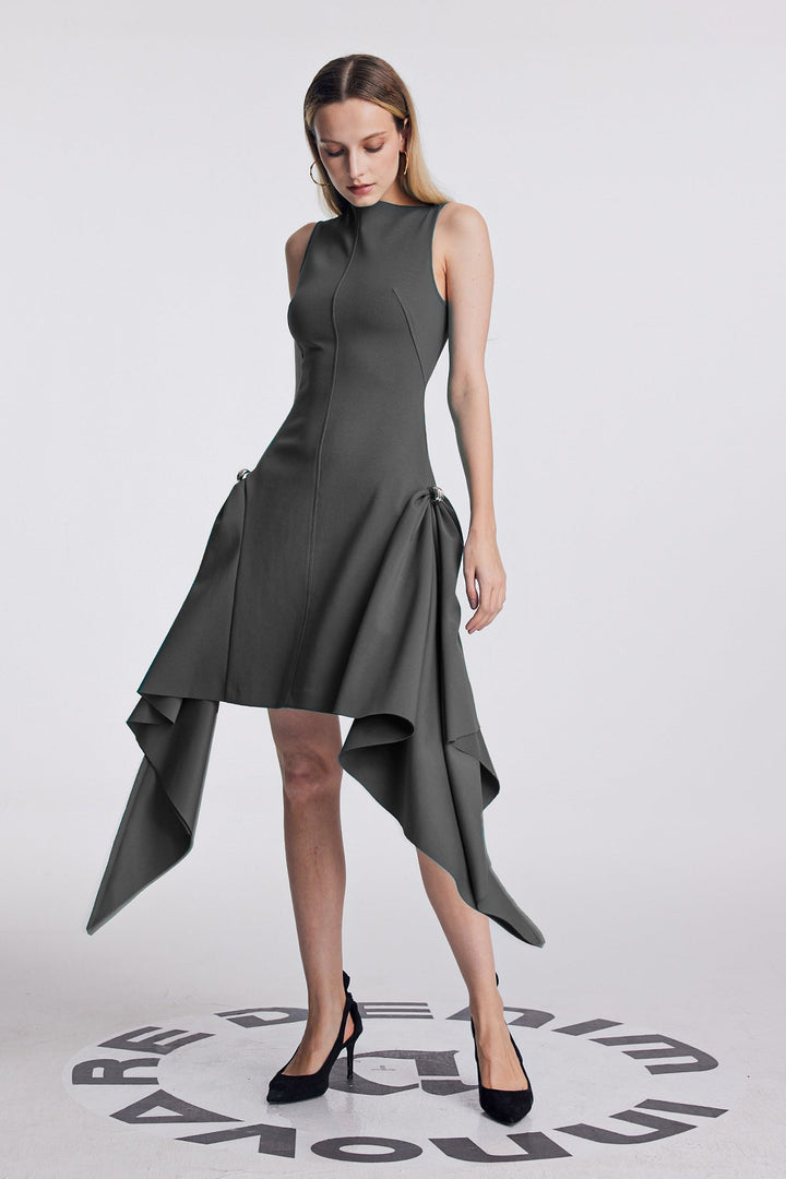 Amato Sleeveless Fringe Mini Dress In Black - Celestia Couture