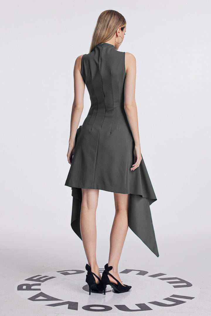 Amato Sleeveless Fringe Mini Dress In Black - Celestia Couture