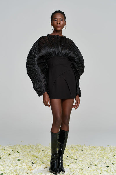 Amayeta Mesh Ruch Mini Dress