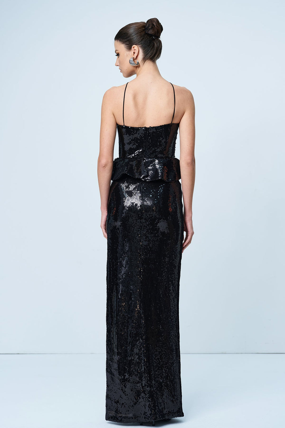 Ambar Sequin Flower Ruffle Maxi Dress - Celestia Couture