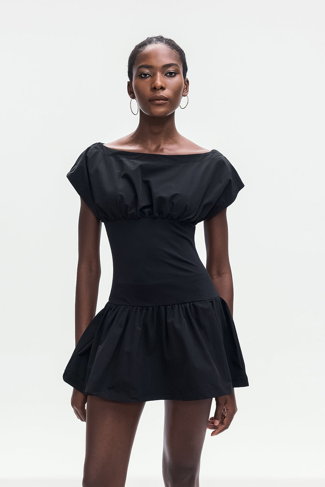 Amery Ruch Ruffle Deconstruct Mini Dress In Black - Celestia Couture