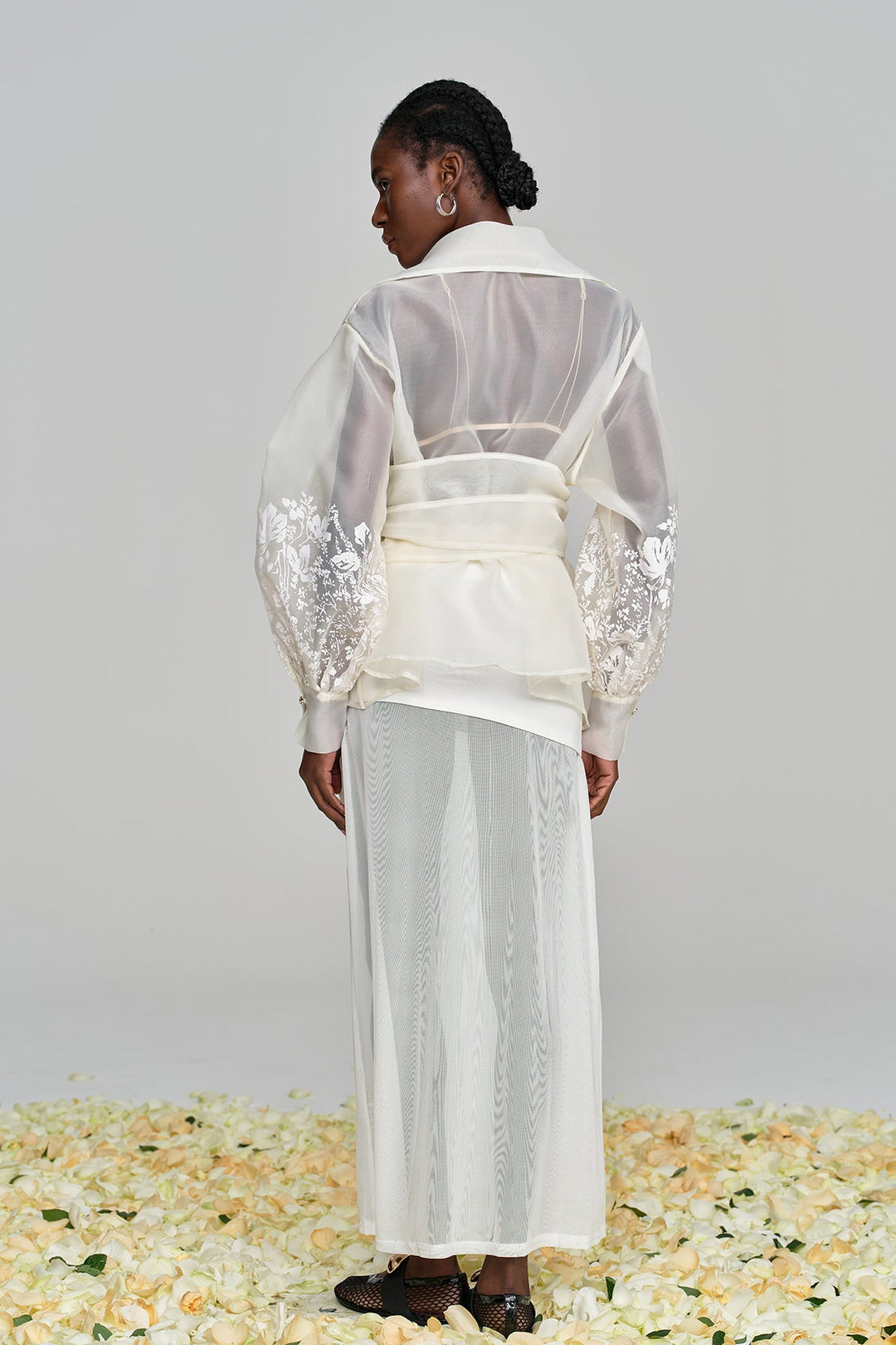 Amil Lace Up Floral Lapel Shirt - Celestia Couture