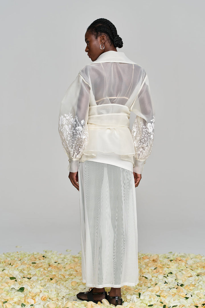 Amil Lace Up Floral Lapel Shirt - Celestia Couture