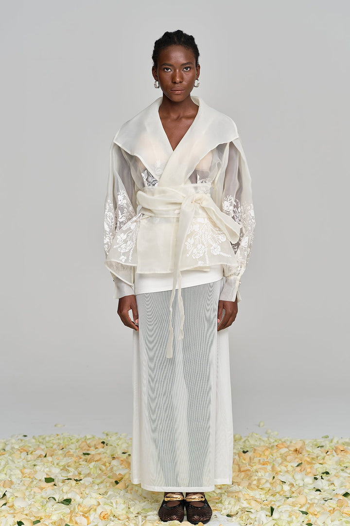 Amil Lace Up Floral Lapel Shirt - Celestia Couture