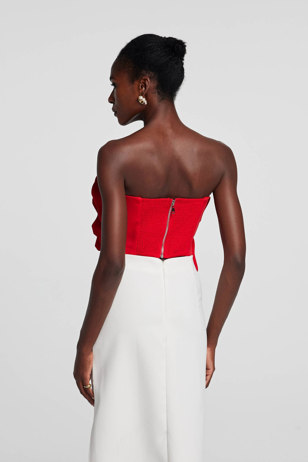 Amiri Flower Off Shoulder Top In Red - Celestia Couture