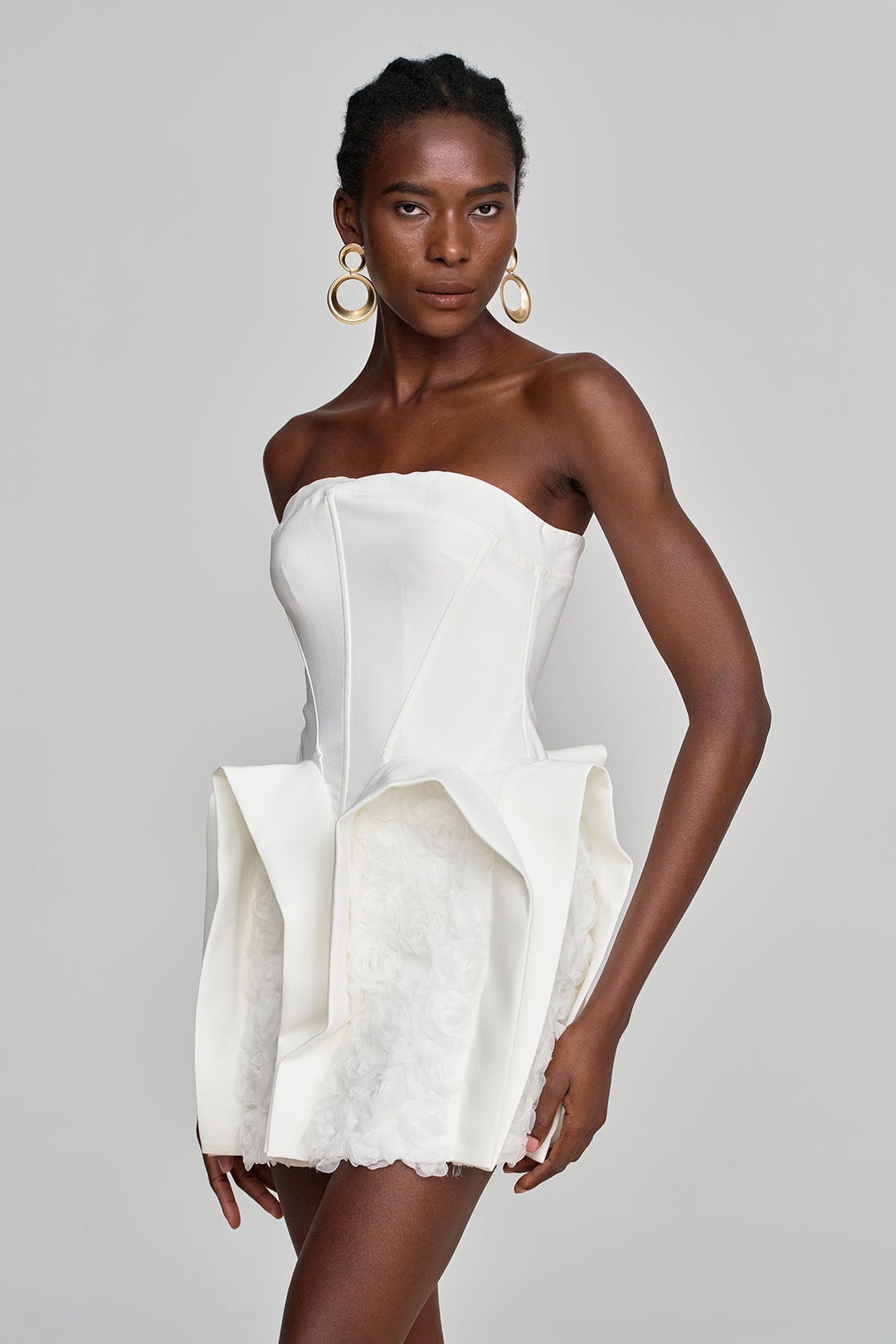 Amma Strapless Deconstruct Flower Mini Dress - Celestia Couture