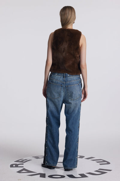 Anahira Faux Fur Flower Sleeveless Jacket