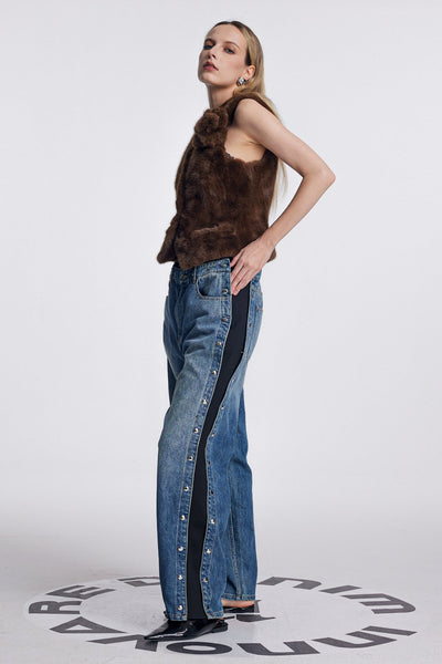 Anahira Faux Fur Flower Sleeveless Jacket