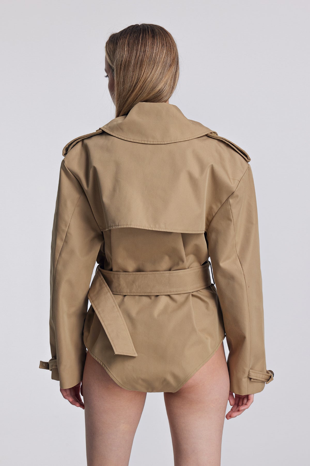 Amrita Buckle Lapel Button Blazer Bodysuit