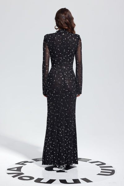 Andie Rhinestone Bodycon Long Sleeves Maxi Dress