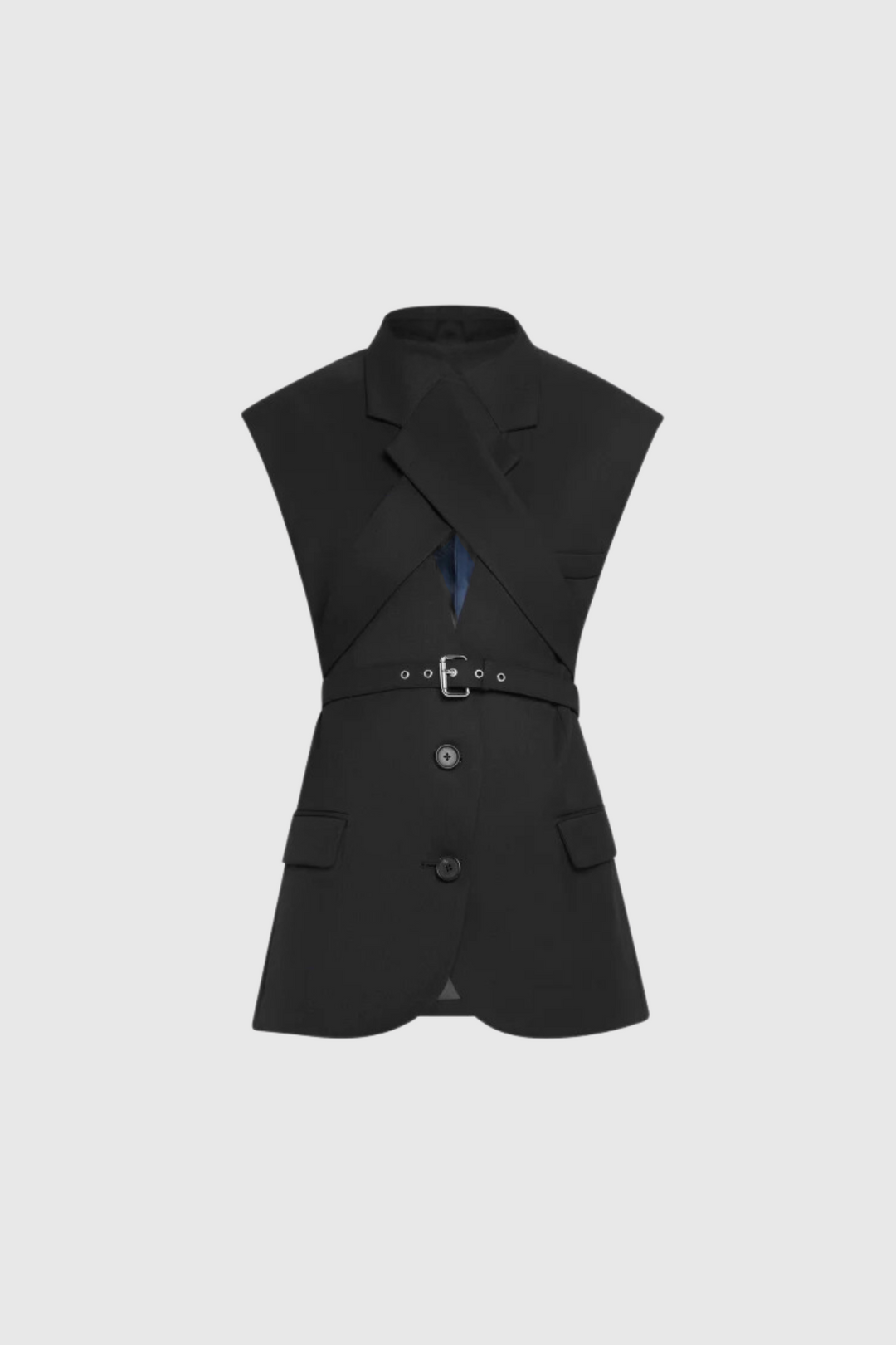 Andolina Cross Sleeveless Buckle Blazer - Celestia Couture