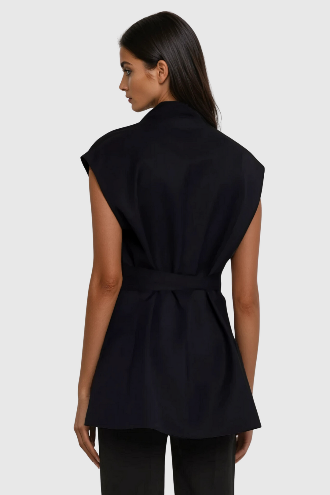 Andolina Cross Sleeveless Buckle Blazer - Celestia Couture