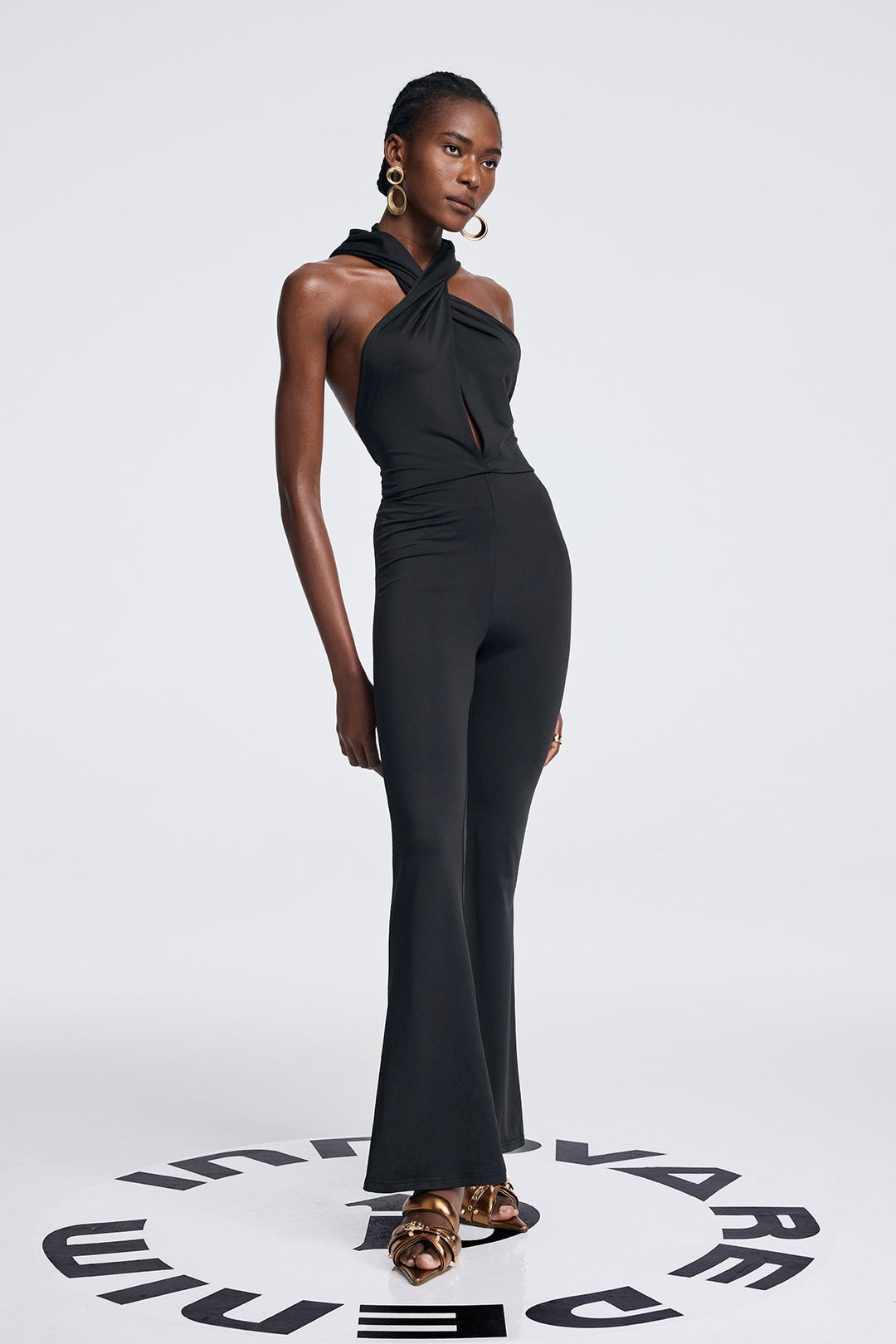 Anyas Cross Hooded Ruch Jumpsuit - Celestia Couture