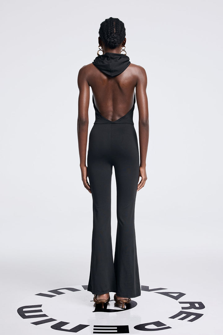 Anyas Cross Hooded Ruch Jumpsuit - Celestia Couture