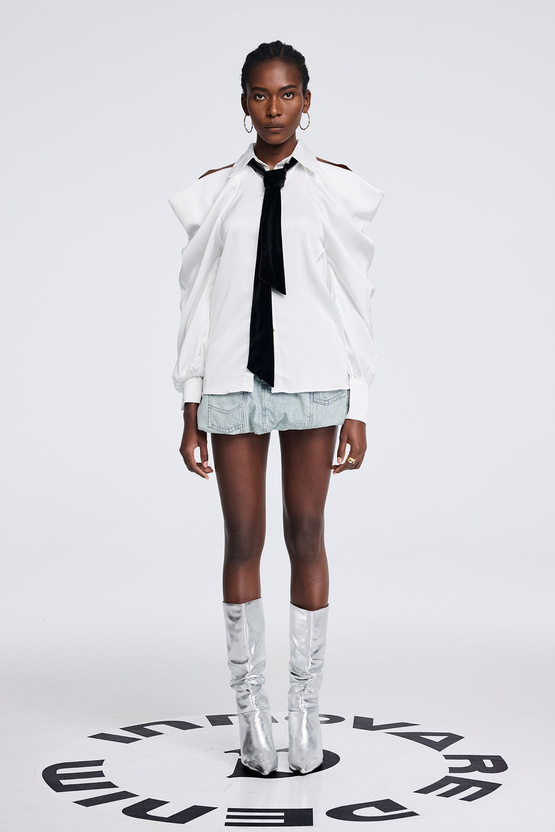Apiatan Cutout Tie Shirt - Celestia Couture