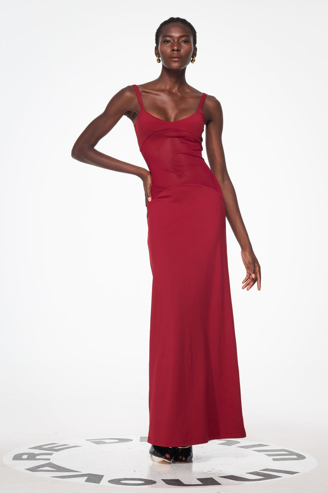 Aram Mesh Spaghetti Sleeveless Maxi Dress - Celestia Couture