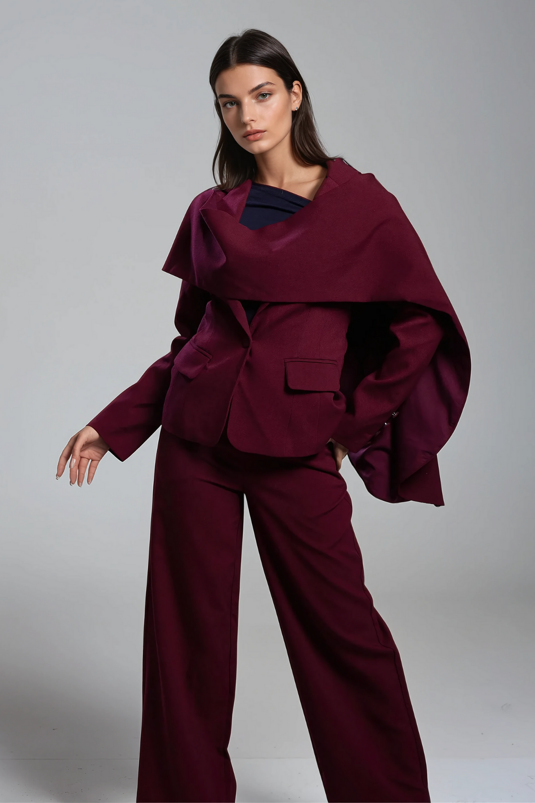Arlene Shawl Plunge Blazer - Celestia Couture