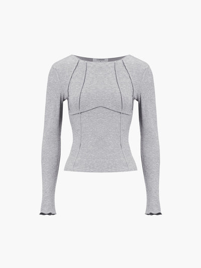 Basic Piping Long Sleeve Top - Celestial Couture
