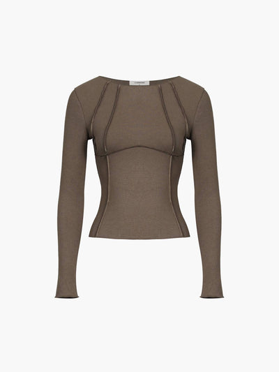 Basic Piping Long Sleeve Top - Celestial Couture