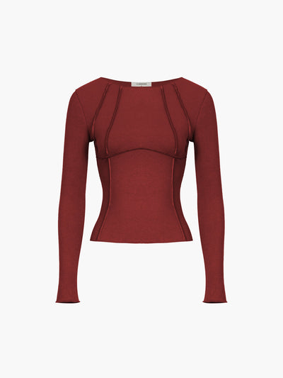 Basic Piping Long Sleeve Top - Celestial Couture