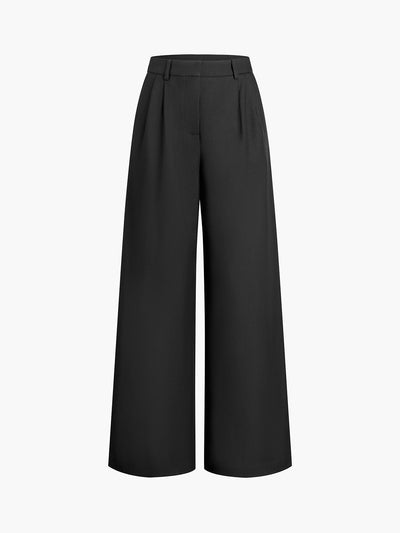 Solid Wide Leg Pants Without Belt - Celestial Couture