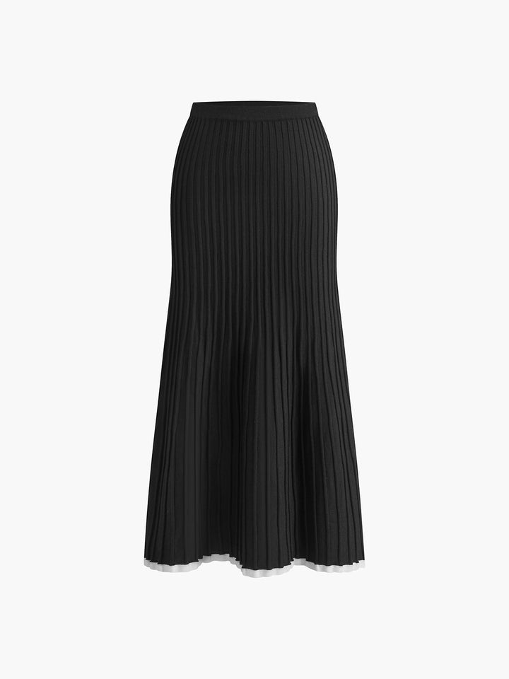Heaven Minimalism Contrast Trim Sweater Skirt Set - Celestia Couture