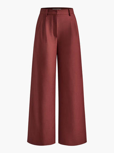 Solid Wide Leg Pants Without Belt - Celestial Couture
