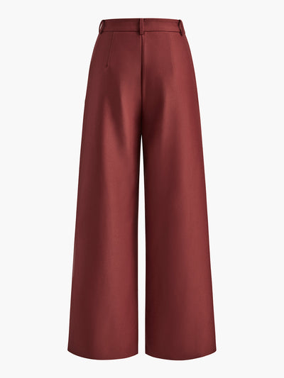 Solid Wide Leg Pants Without Belt - Celestial Couture
