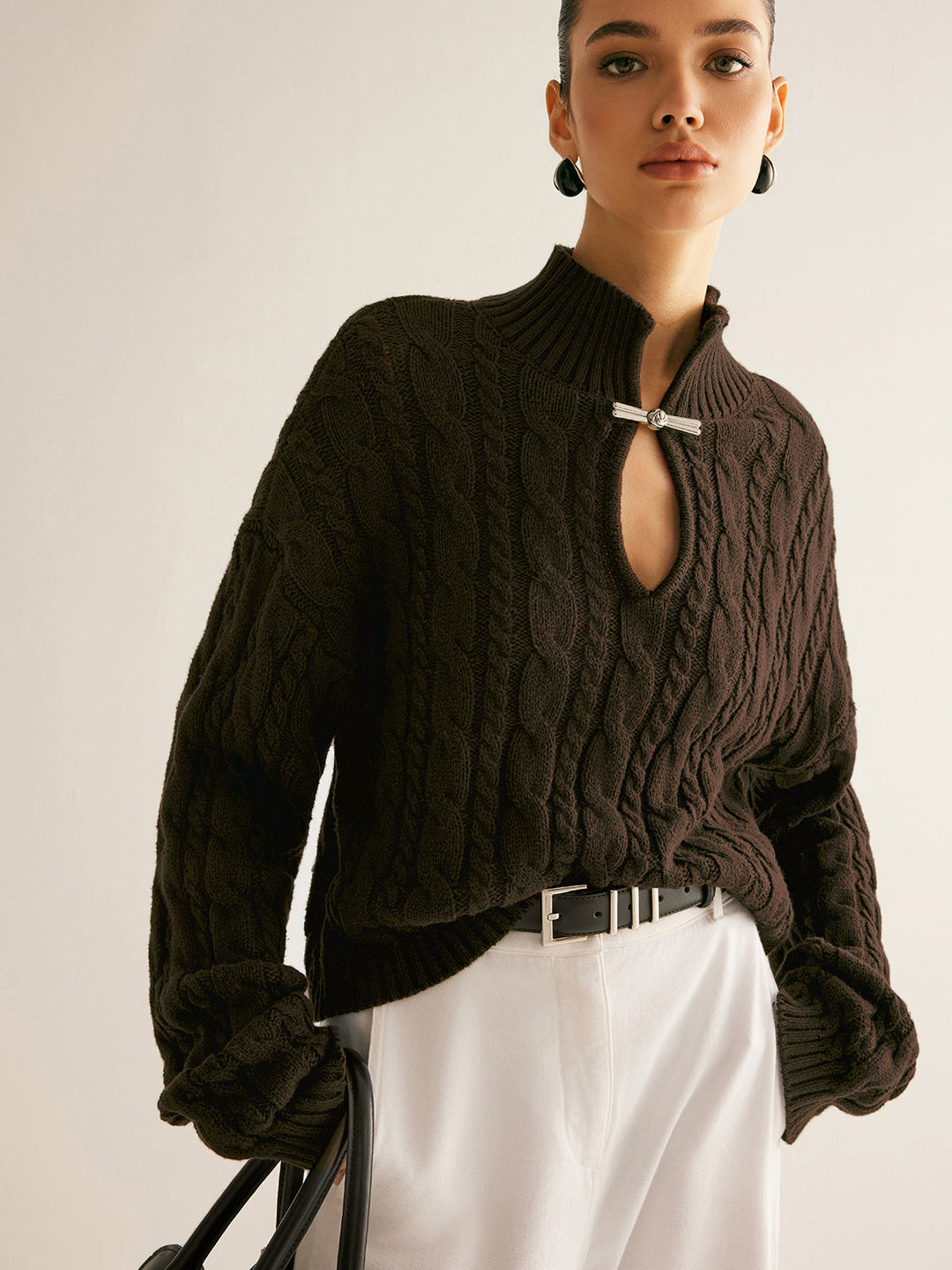 Cotton Keyhole Neckline Knit Top