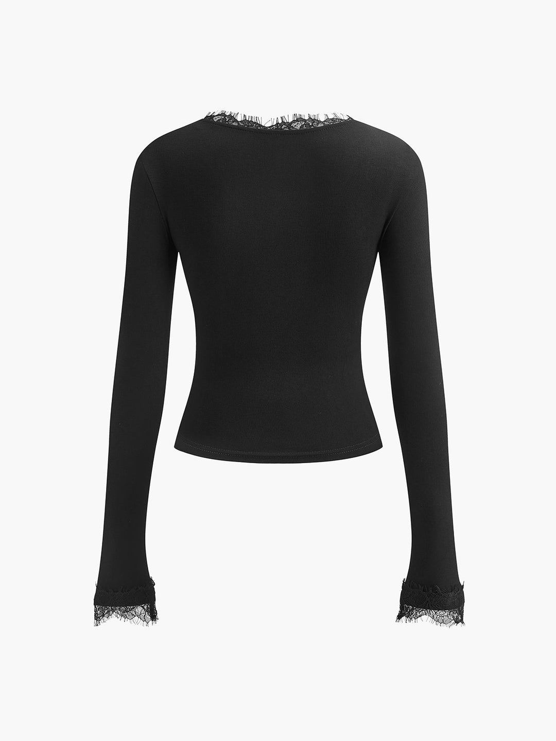 V-Neck Lace Trim Skinny T-Shirt