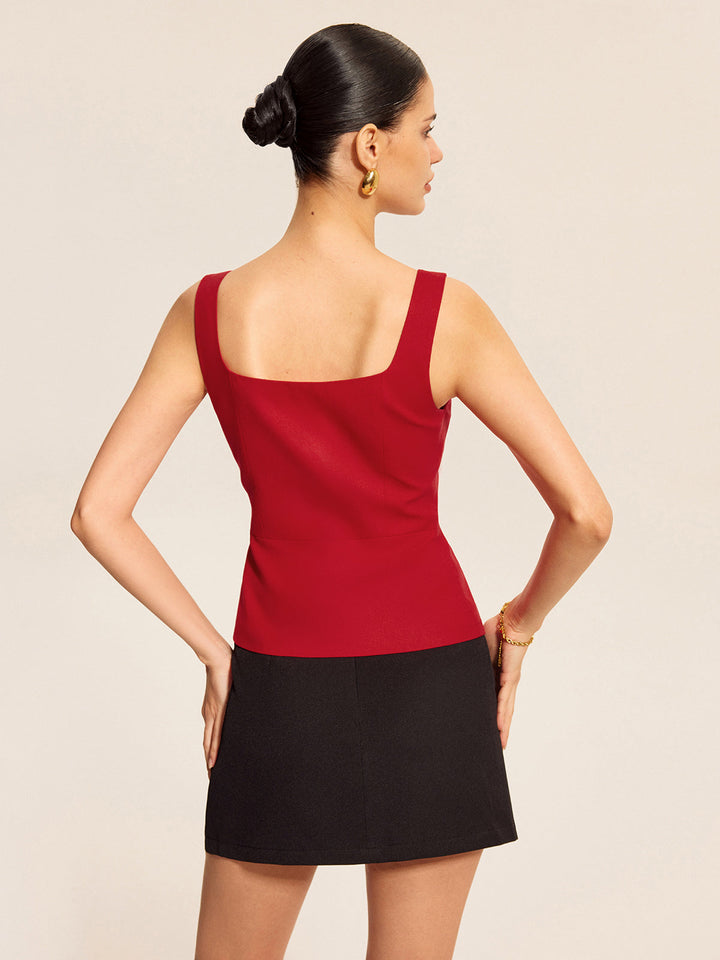 Cotton &amp; Linen Square Neck Vest Top