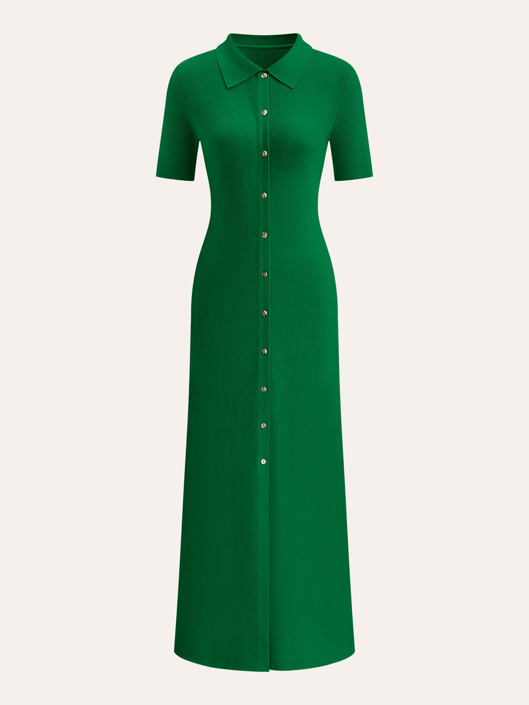 Metal Button Collar Midi Dress