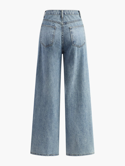 Asymmetric Waist Wide-Leg Jeans