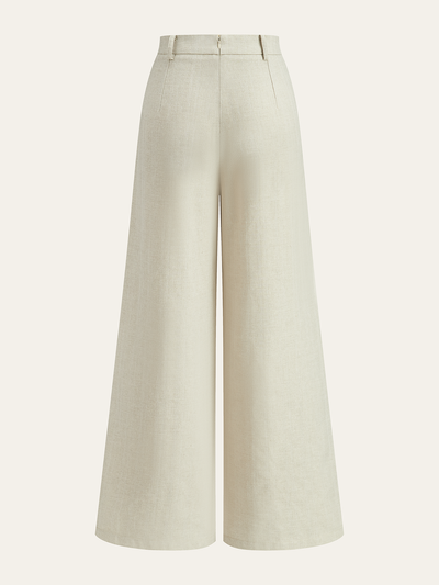 Linen Blend Wide-Leg Pants